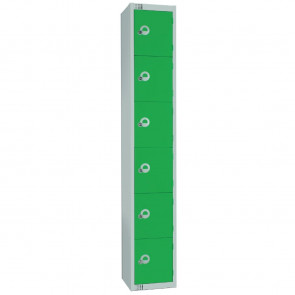 Elite Six Door Padlock Locker with Sloping Top Green