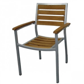 Bolero Wood and Aluminium Outdoor Chairs (Pack of 4)